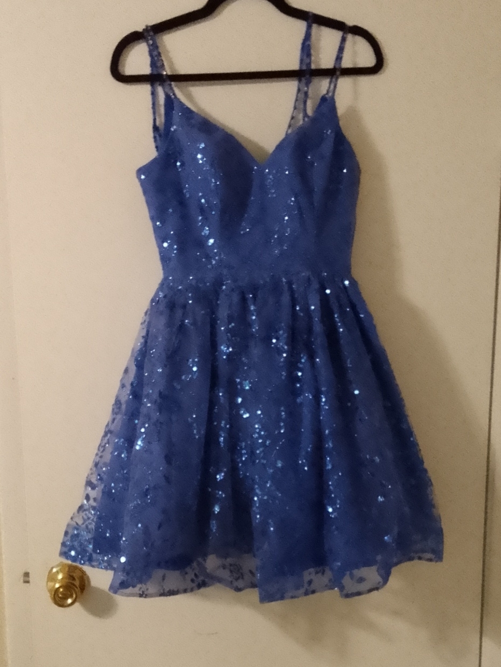 Blue Sequin A-Line Party Dress for Girls